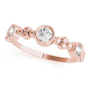 Lab-Created Rose Gold Bezel-Set 3 Stone Ring Diamond Rings