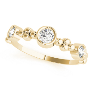 Lab-Created Yellow Gold Bezel-Set 3 Stone Ring Diamond Rings