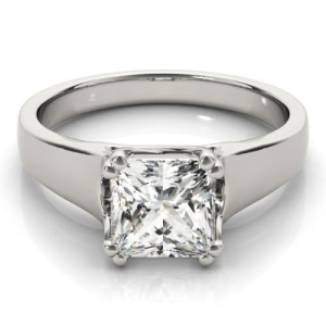 Dortha Natural Silver Double Prong Solitaire Diamond Ring