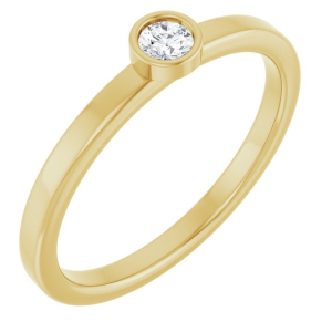 Mable Natural Diamond Yellow Gold Bezel Solitaire Engagement Rings