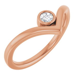 Maricela Natural Diamond Rose Gold Bezel Classic Solitaire Engagement Rings