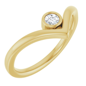 Maricela Natural Diamond Yellow Gold Bezel Classic Solitaire Engagement Rings