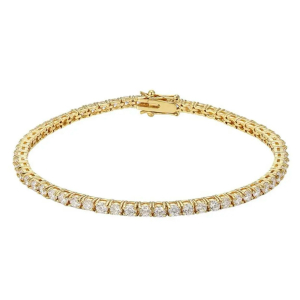 Stormy Lab-Created Yellow Gold 4 Prong Diamond Tennis Bracelets