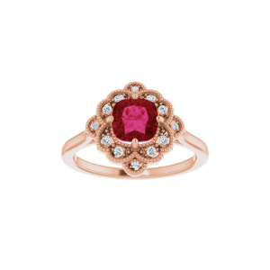 Estella Lab Grown Ruby Rose Gold 4 Prong 