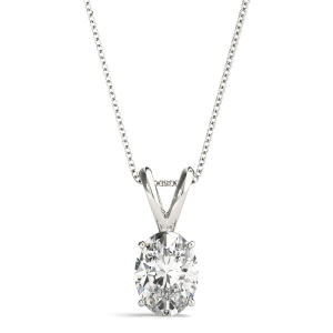 Quenburga Lab-Created Diamond Oval cut 4 Prong  Next Day Delivery Pendant Necklace