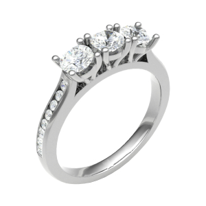 Dagian Lab-Created 4 Prong 3 Stone Ring Diamond Rings