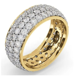 Anse Natural Yellow Gold 4 Prong Eternity Diamond Rings