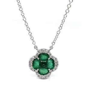 Gentiana Emerald Rose Gold Prong Set  Necklaces