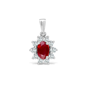 Belette Natural Ruby Halo Pendant Necklaces