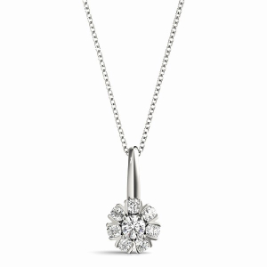 Natural Diamond Platinum Cluster Pendants Necklaces