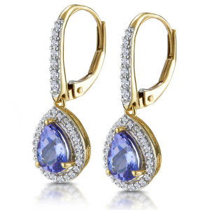 Natasha Tanzanite Pear cut  Gemstone Diamond Earrings