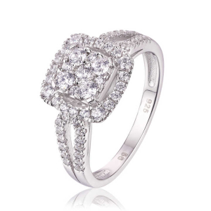 Lilliana Natural White Gold Cluster Diamond Rings