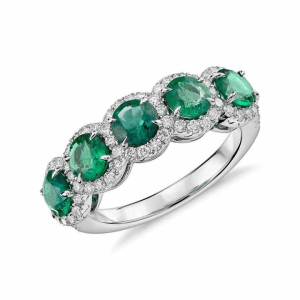 Ancya Emerald White Gold Gemstone Diamond Rings