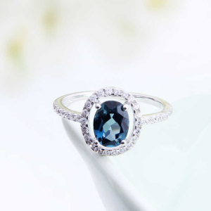 Anaya Blue Sapphire White Gold Gemstone Diamond Ring