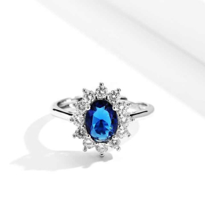 Angela Blue Sapphire Oval cut  Gemstone Diamond Ring