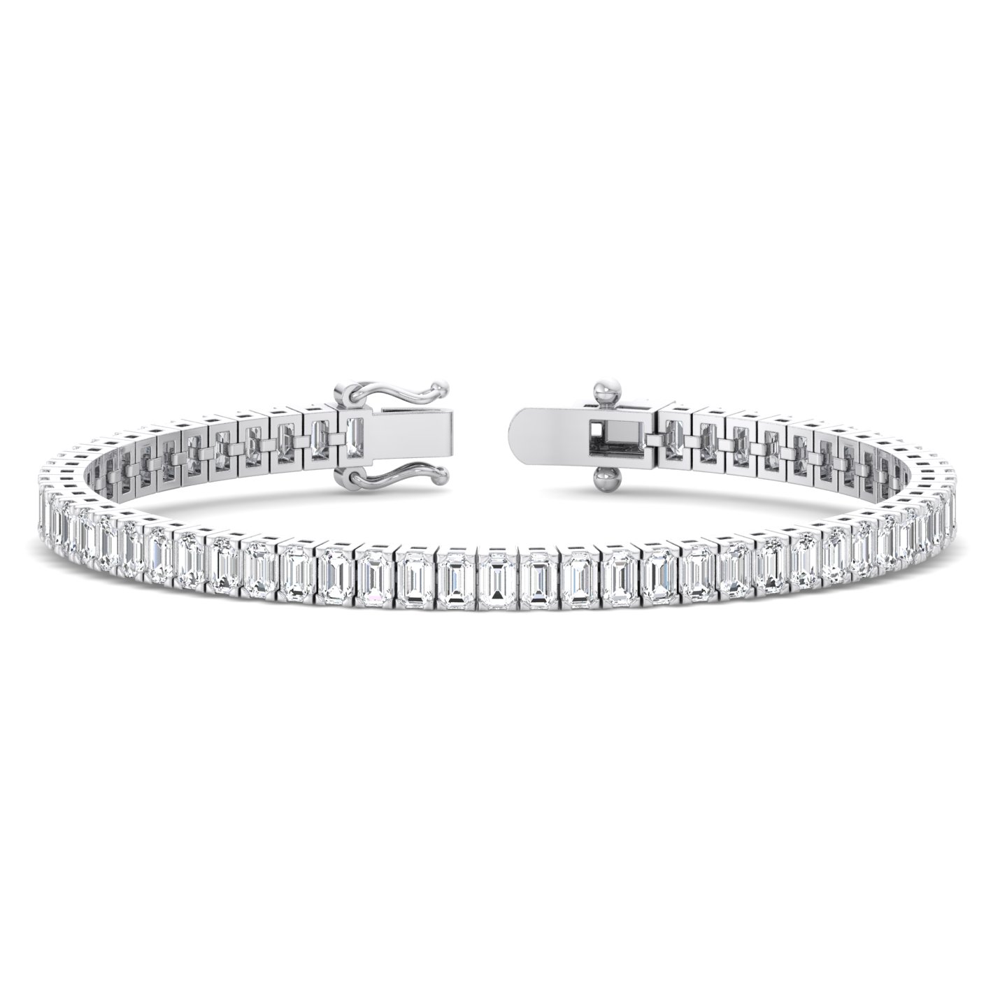 7 Ct Natural Diamond Emerald Cut Sharmain  Next Day Delivery Bracelets in 18K White Gold