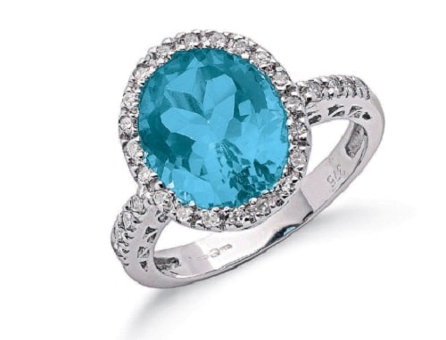 5.42 Carat Blue Topaz Diamond Rings
