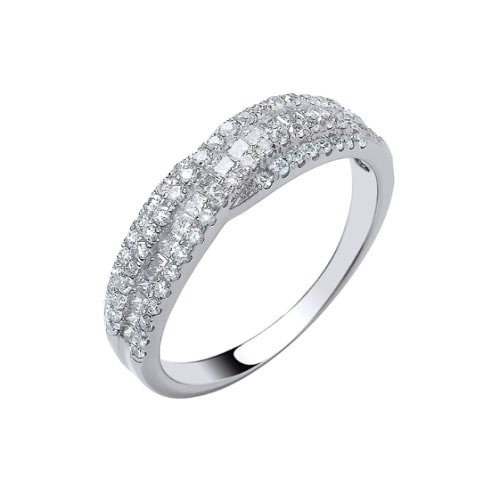 0.7 Ct Natural Mixed Shape Cut Evika  Next Day Delivery Diamond Rings in 18K White Gold