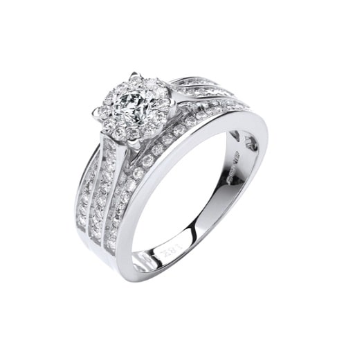 1 Ct Natural Round Cut Despina  Next Day Delivery Diamond Rings in 18K White Gold