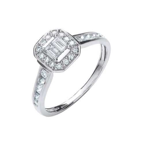 0.55 Ct Natural Mixed Shape Cut Everine  Next Day Delivery Diamond Rings in 18K White Gold