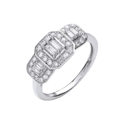 0.5 Ct Natural Mixed Shape Cut Eton  Next Day Delivery Diamond Rings in 18K White Gold