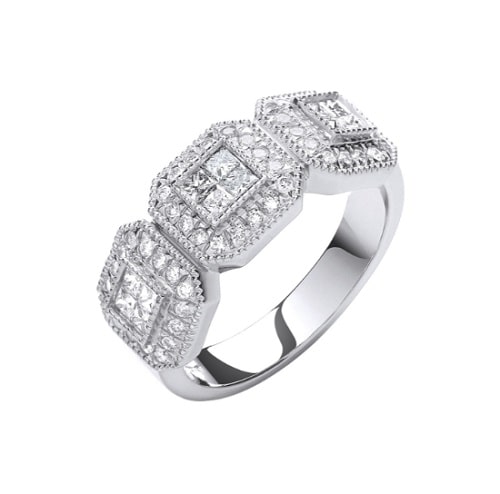 0.7 Ct Natural Mixed Shape Cut Evike  Next Day Delivery Diamond Rings in 18K White Gold