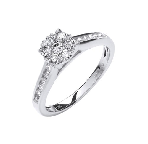 0.5 Ct Natural Round Cut Dorythye  Next Day Delivery Diamond Rings in 18K White Gold