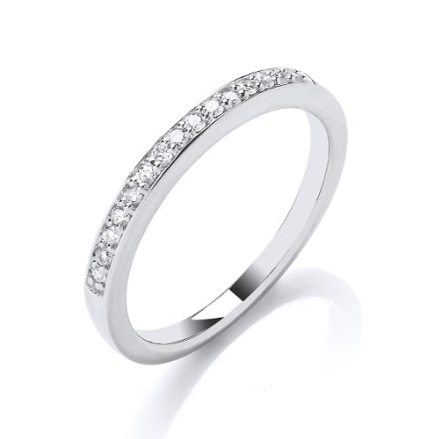 0.14 Ct Natural Round Cut Ellamae  Eternity Diamond Rings in 18K White Gold