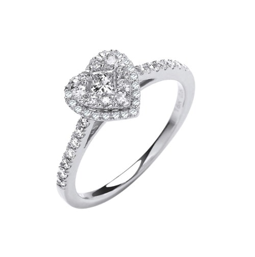 0.5 Ct Natural Mixed Shape Cut Euodia  Next Day Delivery Diamond Rings in 18K White Gold