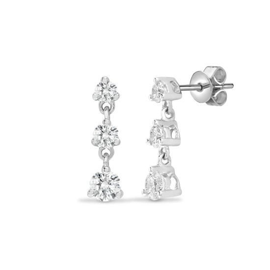 0.5 Ct Natural Round Cut Louetta  Diamond Earrings in 18K White Gold