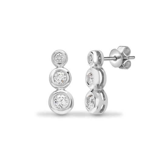 0.22 Ct Natural Round Cut Lynnzi  Diamond Earrings in 18K White Gold