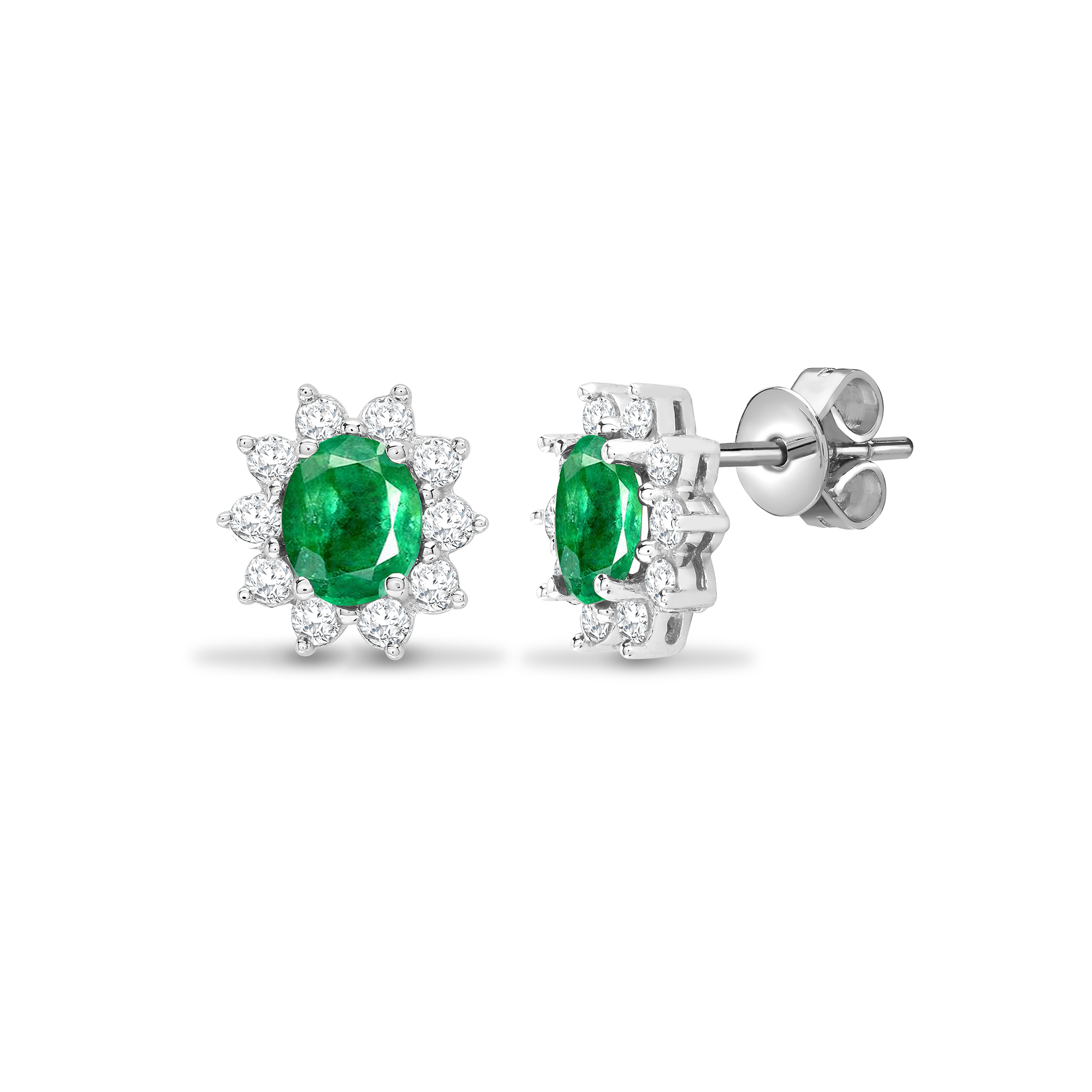 1.77 Carat Emerald  Diamond Earrings