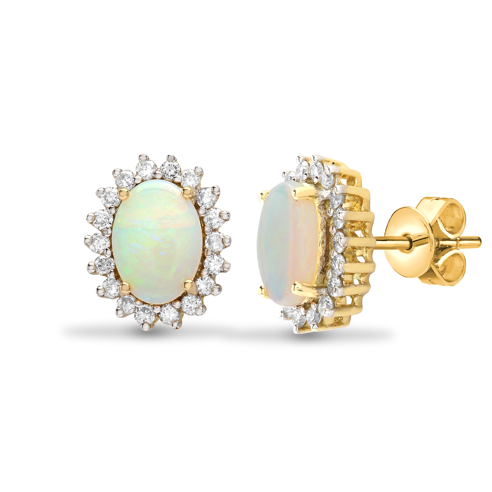 1.21 Carat Opal  Diamond Earrings