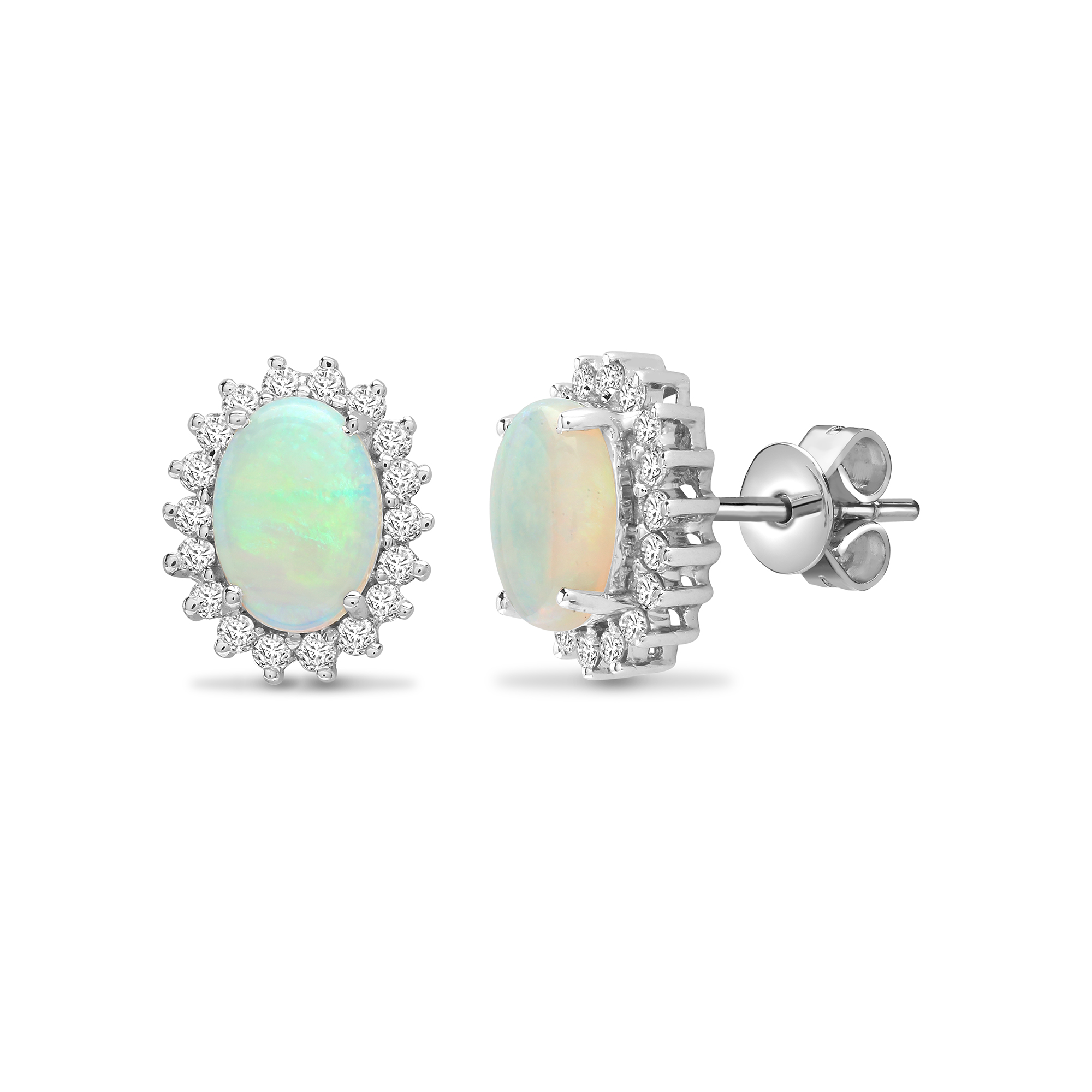 1.07 Ct Opal Oval Cut  in 18K White Gold