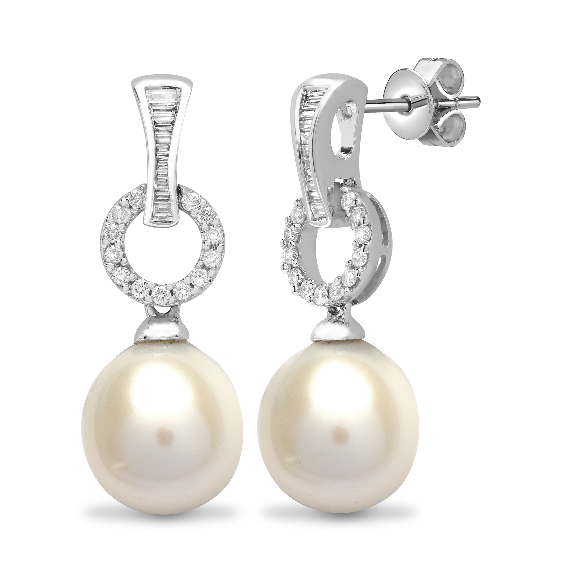 0.50 Carat Pearl  Diamond Earrings
