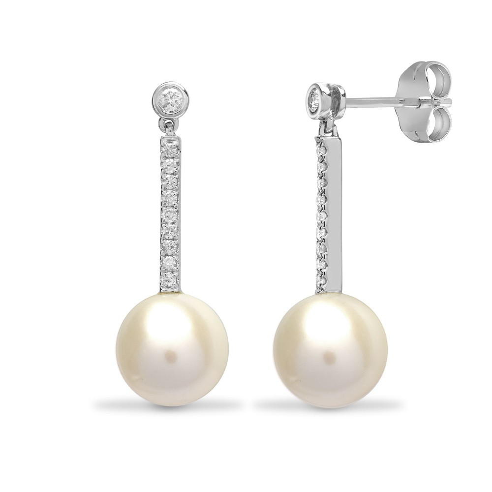 0.33 Carat Pearl  Diamond Earrings