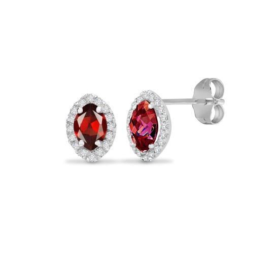 1.60 Carat Garnet  Diamond Earrings
