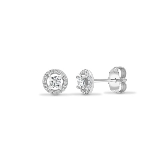 0.4 Ct Natural Round Cut Kennedi  Diamond Earrings in 18K White Gold