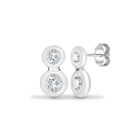 0.25 Ct Natural Round Cut Gladis  Diamond Earrings in 18K White Gold