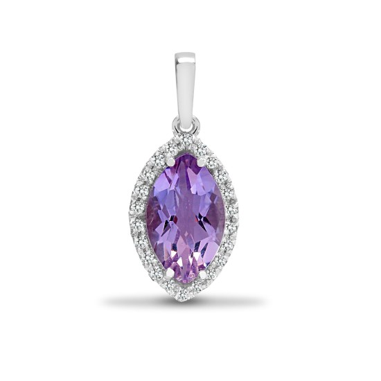 1.75 Ct Amethyst Marquise Cut Qaval  Necklaces in 18K White Gold