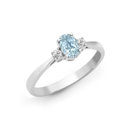 0.4 Ct Aquamarine Oval Cut Brynlie  Next Day Delivery Engagement Rings in 18K White Gold