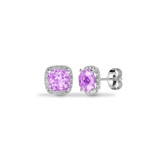 2.07 Carat Amethyst  Diamond Earrings