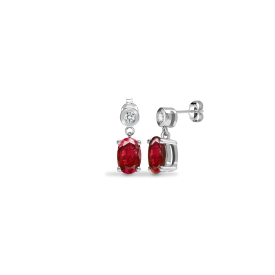 1.32 Carat Natural Ruby  Diamond Earrings