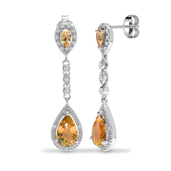3.09 Carat Citrine  Diamond Earrings