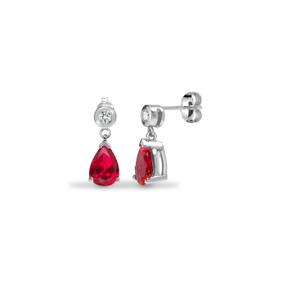 1.88 Carat Natural Ruby  Diamond Earrings