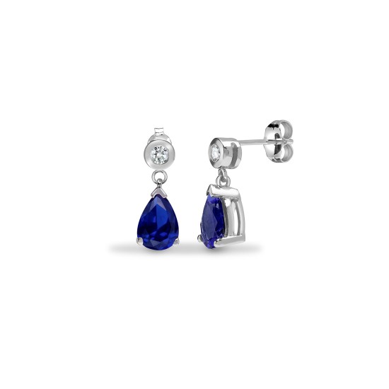 1.88 Carat Blue Sapphire  Diamond Earrings