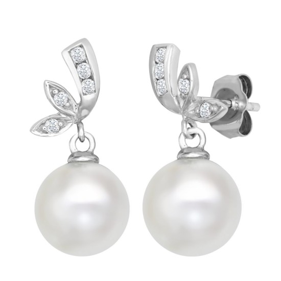 0.15 Carat Pearl  Diamond Earrings