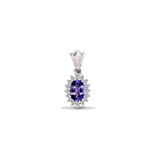 1 Ct Tanzanite Oval Cut Tayna  Necklaces in 9K White Gold