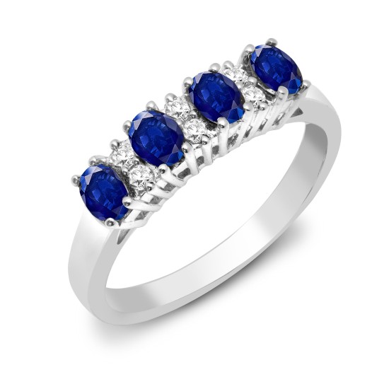 0.5 Ct Blue Sapphire Oval Cut Zaia  Diamond Rings in 9K White Gold