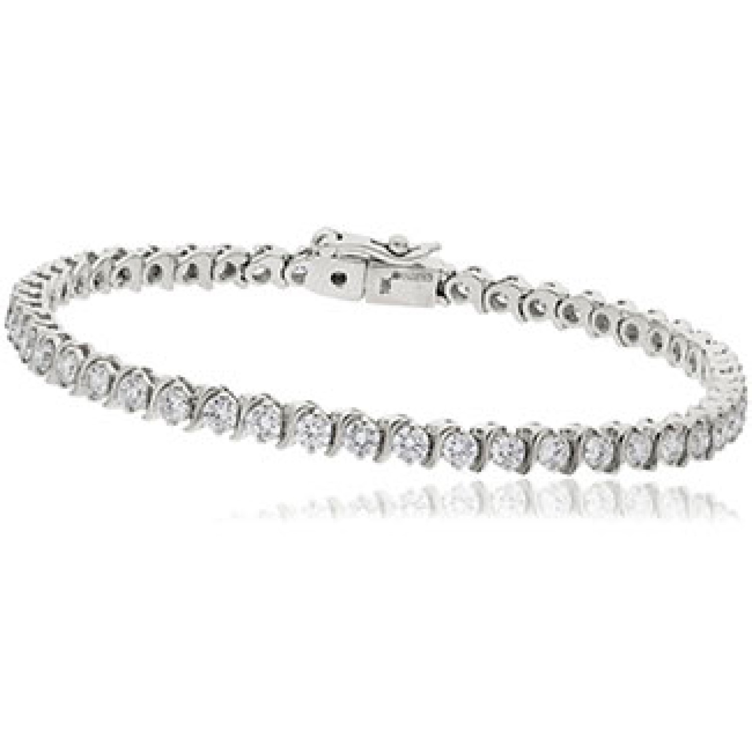 3 Ct Natural Round Cut Stephany Diamond Tennis Bracelets in 18K White Gold